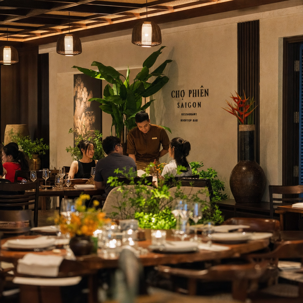 Không gian phòng ăn ấm cúng của MONA Dining